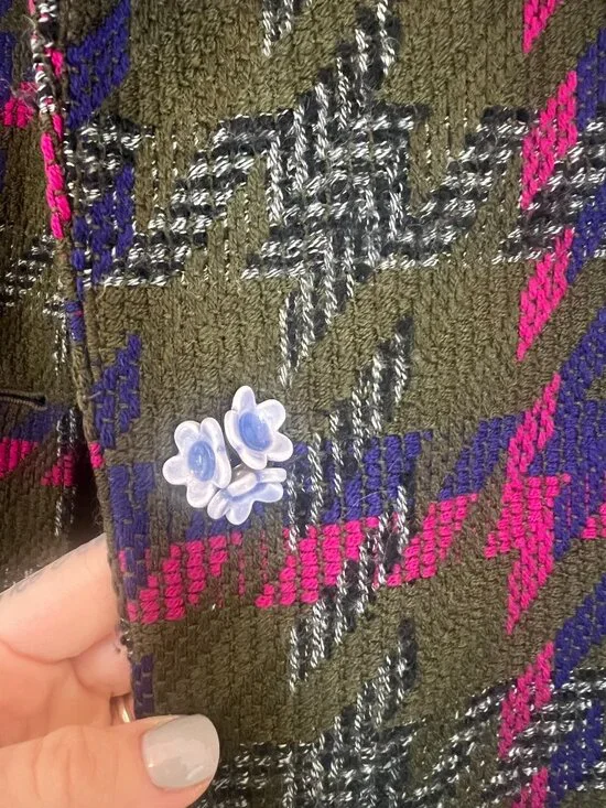 Vintage oversized blazer | olive houndstooth | statement jacket (M) - Picture 2 of 6